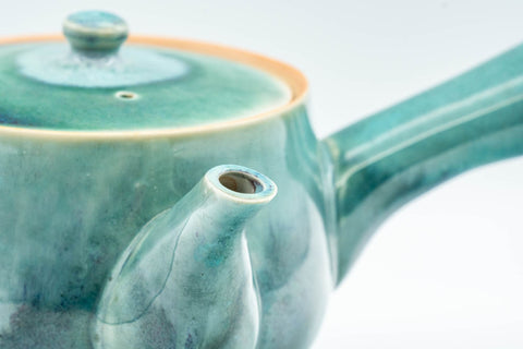Japanese Kyusu - Teal Green Drip-Glazed Debeso Teapot - 300ml