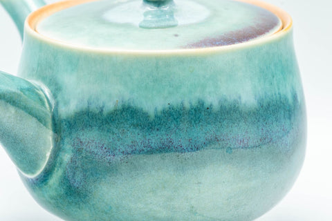 Japanese Kyusu - Teal Green Drip-Glazed Debeso Teapot - 300ml