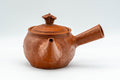 Japanese Kyusu - 不老 Itou Furo - Plum Blossoms Tokoname-yaki Do-ake Teapot - 250ml - three-quarter view from the spout side
