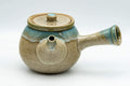 Tezumi — Japanese Kyusu - 上野焼 Turquoise Drip Glazed Agano-yaki Teapot - 325ml — three-quarter view