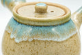 Tezumi — Japanese Kyusu - 上野焼 Turquoise Drip Glazed Agano-yaki Teapot - 325ml — closeup of the decoration