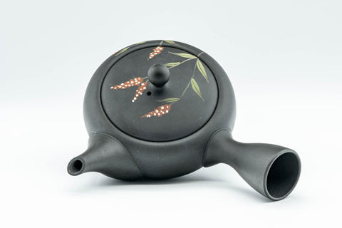 Tezumi — Japanese Kyusu - 昭萌 Shohou Koie Floral Kurodei Tokoname-yaki Obi-ami Teapot - 250ml — interior view showing the filter