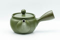 Tezumi — Japanese Kyusu - Green Ryokudei Tokoname-yaki Teapot - 325ml — three-quarter view from the opposite side