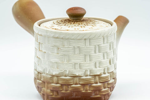 Japanese Kyusu - Brown and White Basket-patterned Teapot  - 190ml - Tezumi