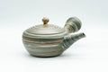 Tezumi — Japanese Kyusu - Green Nerikomi Tokoname-yaki Teapot - 250ml — three-quarter view