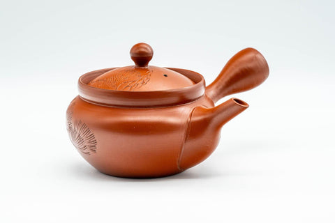 Japanese Kyusu - Engraved Collared Tokoname-yaki Teapot - 275ml - Tezumi