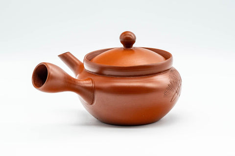 Japanese Kyusu - Engraved Collared Tokoname-yaki Teapot - 275ml - Tezumi