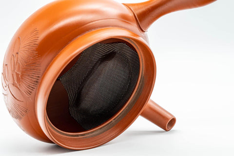 Japanese Kyusu - Engraved Collared Tokoname-yaki Teapot - 275ml - Tezumi