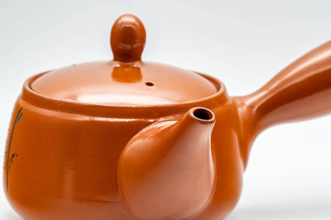Japanese Kyusu - Engraved Floral Kanji Tokoname-yaki Teapot - 350ml - Tezumi