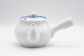 Japanese Kyusu - White Porcelain Arita-yaki Debeso Teapot - 300ml - front view with the spout to the left