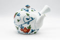 Tezumi — Japanese Kyusu - Floral White Porcelain Arita-yaki Teapot - 400ml — side view with the lid and side handle