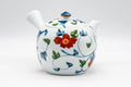 Tezumi — Japanese Kyusu - Floral White Porcelain Arita-yaki Teapot - 400ml — three-quarter view from the opposite side