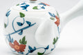 Tezumi — Japanese Kyusu - Floral White Porcelain Arita-yaki Teapot - 400ml — closeup of the decoration