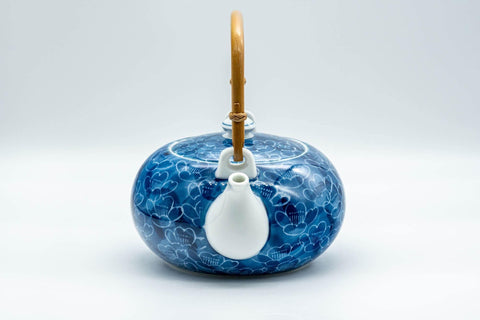 Japanese Dobin - Blue Floral Porcelain Arita-yaki Teapot - 500ml - Tezumi