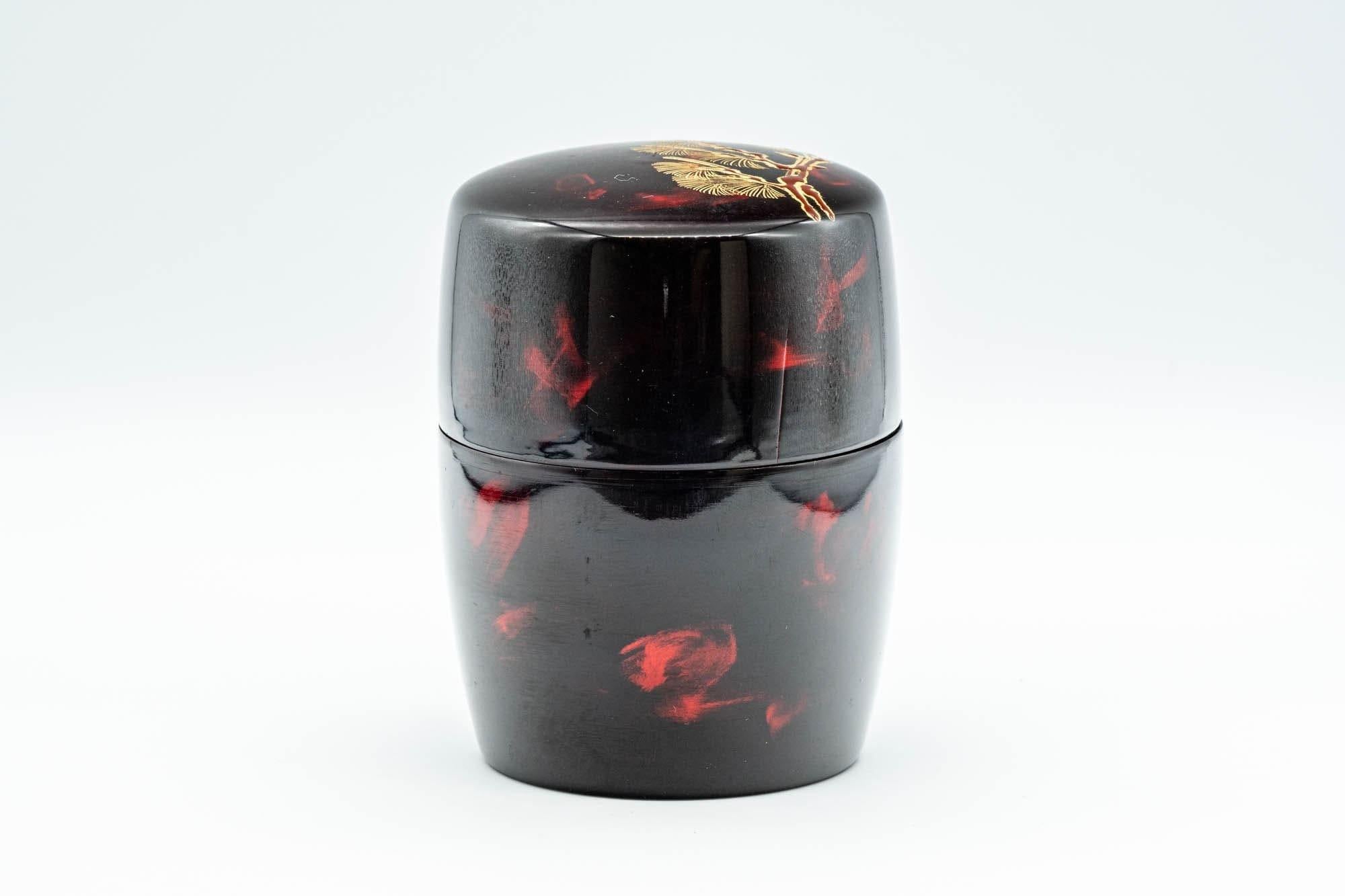 Japanese Natsume - Large Red Gold Plastic Tea Caddy - 150ml - Tezumi