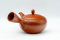 Japanese Kyusu - 高資窯 Takasuke Kiln - Sasame Filter Tokoname-yaki Teapot - 300ml - side profile showing the spout and side handle
