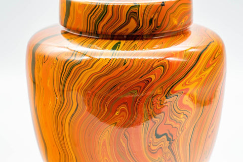 Japanese Chatsubo - Marbled Lacquer Tea Jar - 400ml - Tezumi