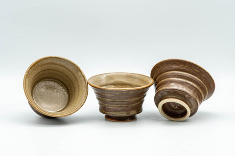 Japanese Tea Set - 大西忠左 Tadashi Onishi - Shigaraki-yaki Shiboridashi Teapot - Katakuchi Water Cooler - 3 Yunomi Teacups