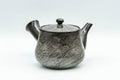 Japanese Tea Set - Yokoishi Gagyu Musashino Kyusu with 5 Yunomi - front view of the teapot showing the brushed pampas-grass design