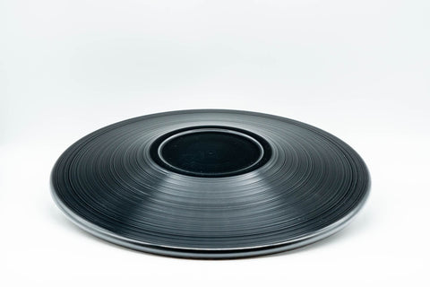 Japanese Kashibachi - Black Lacquer Kara-nuri Patterned Sweets Tea Tray - Tezumi