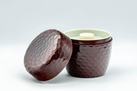 Japanese Chazutsu - Burgundy Laquer Faceted Tea Canister - 200ml - Tezumi