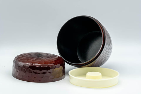 Japanese Chazutsu - Burgundy Laquer Faceted Tea Canister - 200ml - Tezumi