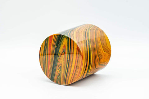 Tezumi — Japanese Chazutsu - Orange Marbled Lacquer Tea Canister - 200ml — side view