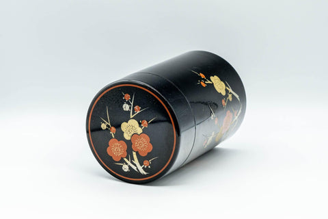 Japanese Chazutsu - Plum Blossoms Lacquer Tea Canister - 450ml - Tezumi