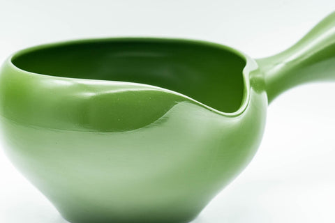 Japanese Yuzamashi - Green Ryokudei Tokoname-yaki Water Cooler - 300ml - closeup of the green ryokudei clay body