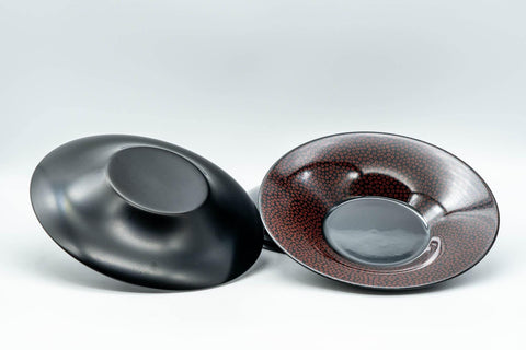 Japanese Chataku - 七々子塗 Nanako-nuri Urushi Lacquer Tea Saucers - Tezumi