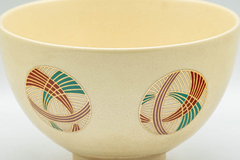 Japanese Matcha Bowl - Geometric Wan-nari Kyo-yaki Chawan - 350ml