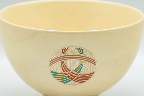 Japanese Matcha Bowl - Geometric Wan-nari Kyo-yaki Chawan - 350ml