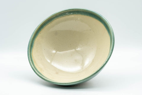 Japanese Matcha Bowl - Teal Drip-Glazed Agano-yaki Chawan - 250ml - overhead view looking into the interior