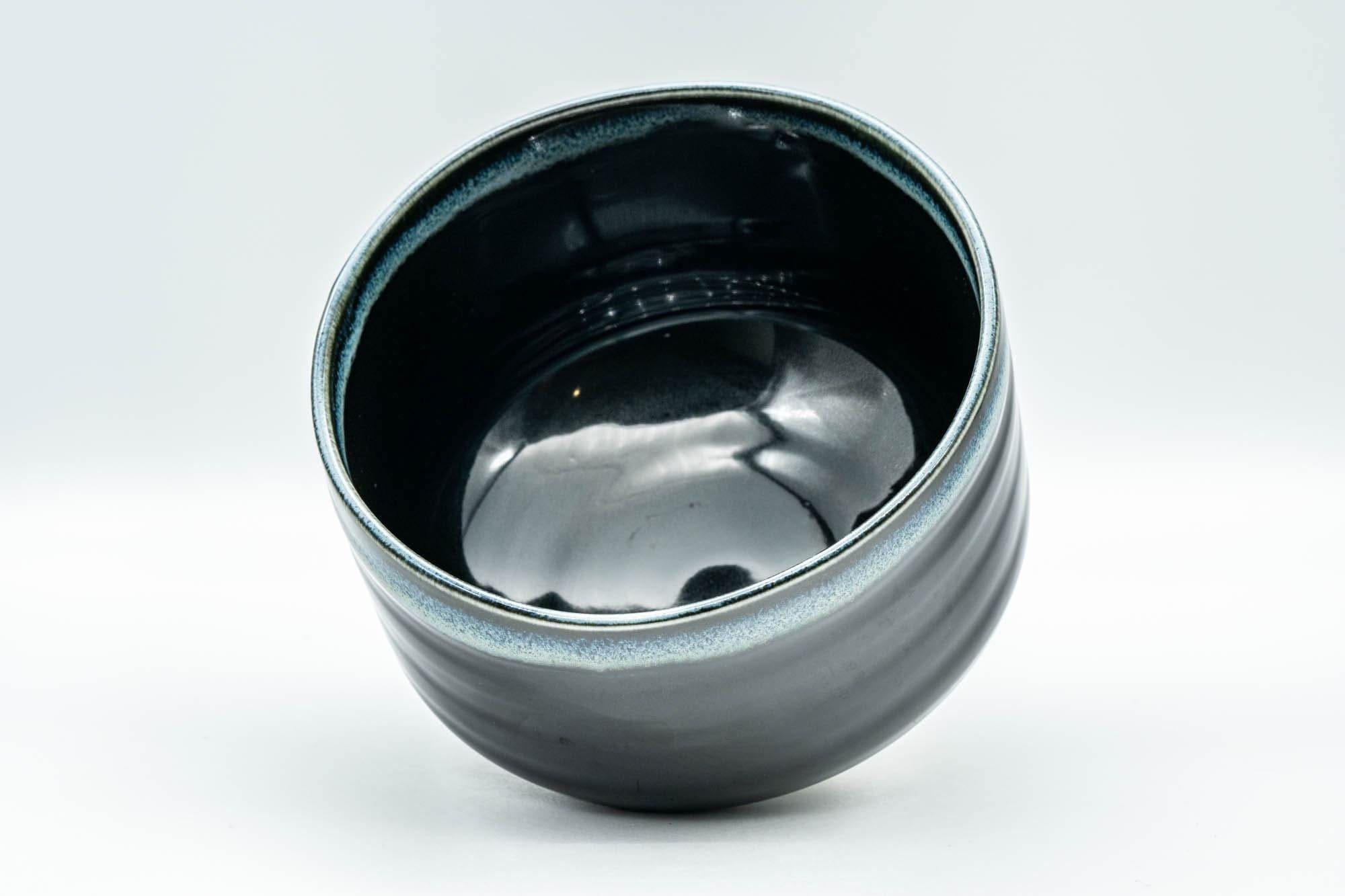 Japanese Matcha Bowl - Jet Black and Blue Drip-Glazed Chawan - 500ml - Tezumi