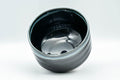 Tezumi — Japanese Matcha Bowl - Jet Black and Blue Drip-Glazed Chawan - 500ml — three-quarter view