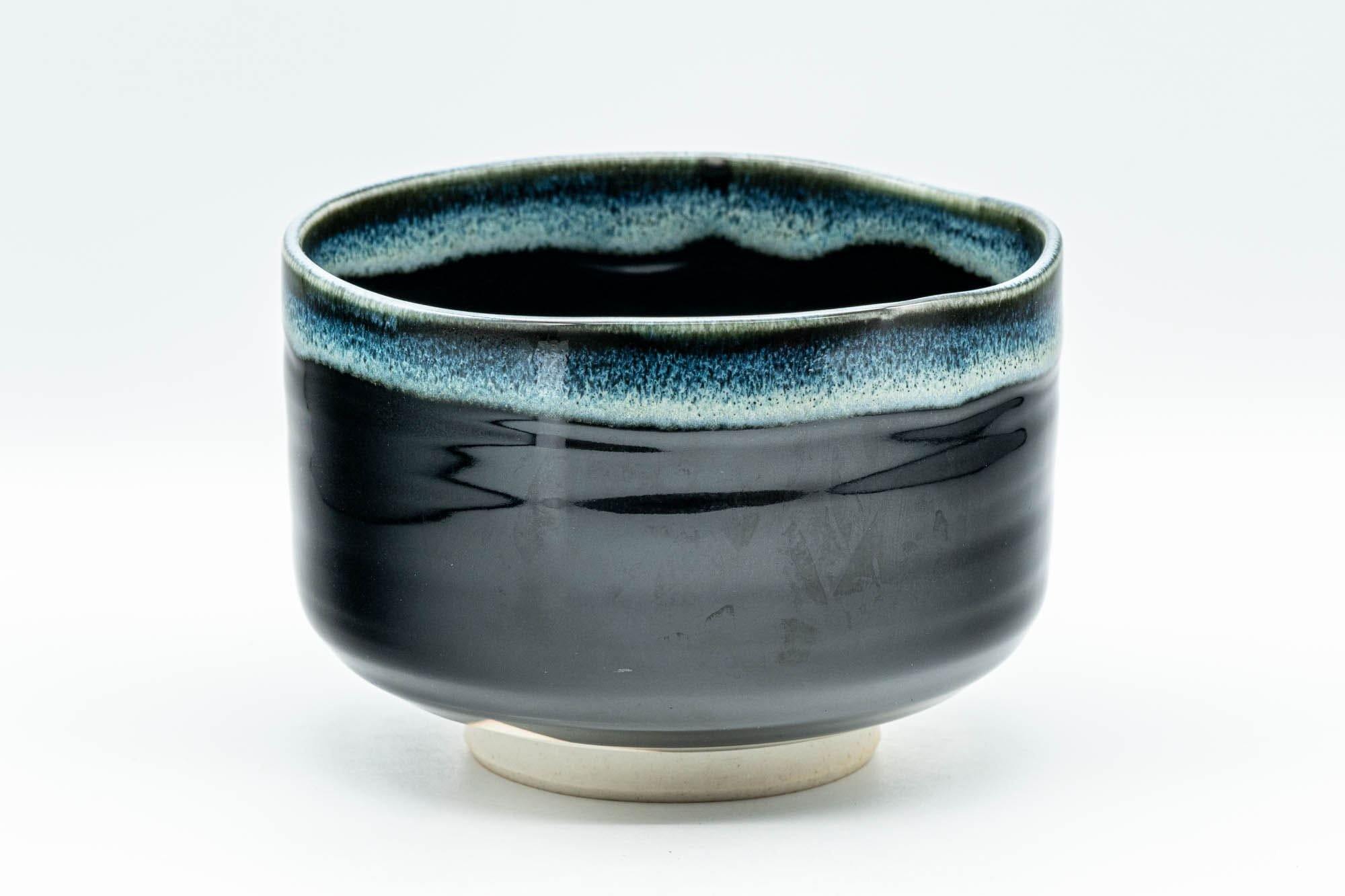 Japanese Matcha Bowl - Jet Black and Blue Drip-Glazed Chawan - 500ml - Tezumi