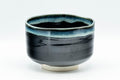 Tezumi — Japanese Matcha Bowl - Jet Black and Blue Drip-Glazed Chawan - 500ml — front view from another angle