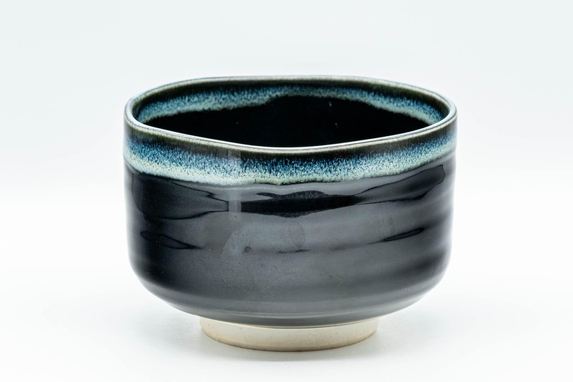 Japanese Matcha Bowl - Jet Black and Blue Drip-Glazed Chawan - 500ml - Tezumi