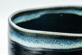 Tezumi — Japanese Matcha Bowl - Jet Black and Blue Drip-Glazed Chawan - 500ml — inverted showing the foot ring