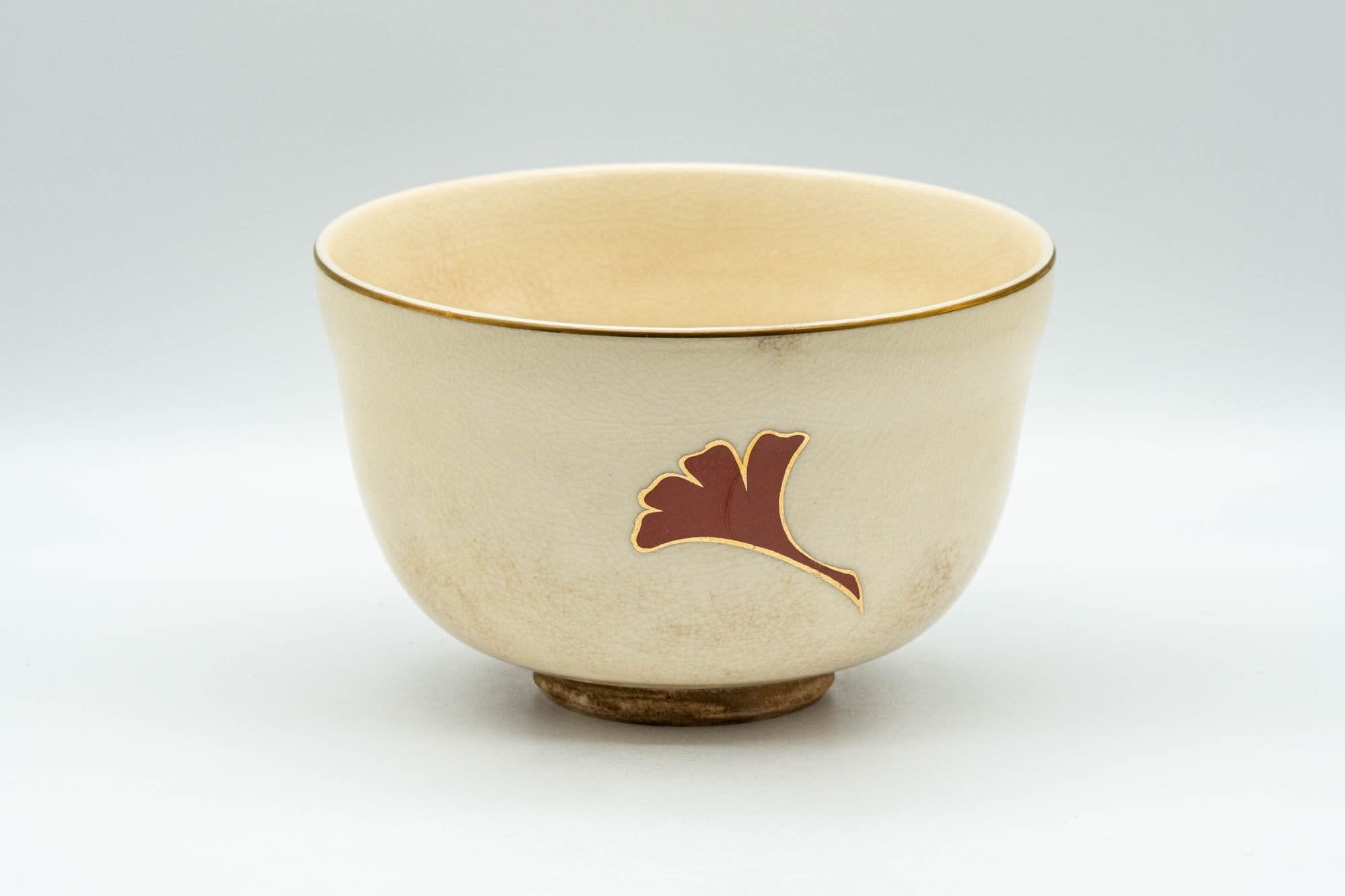 Japanese Matcha Bowl - Ginkgo Leaf Kyo-yaki Chawan 宮地英香 - 400ml