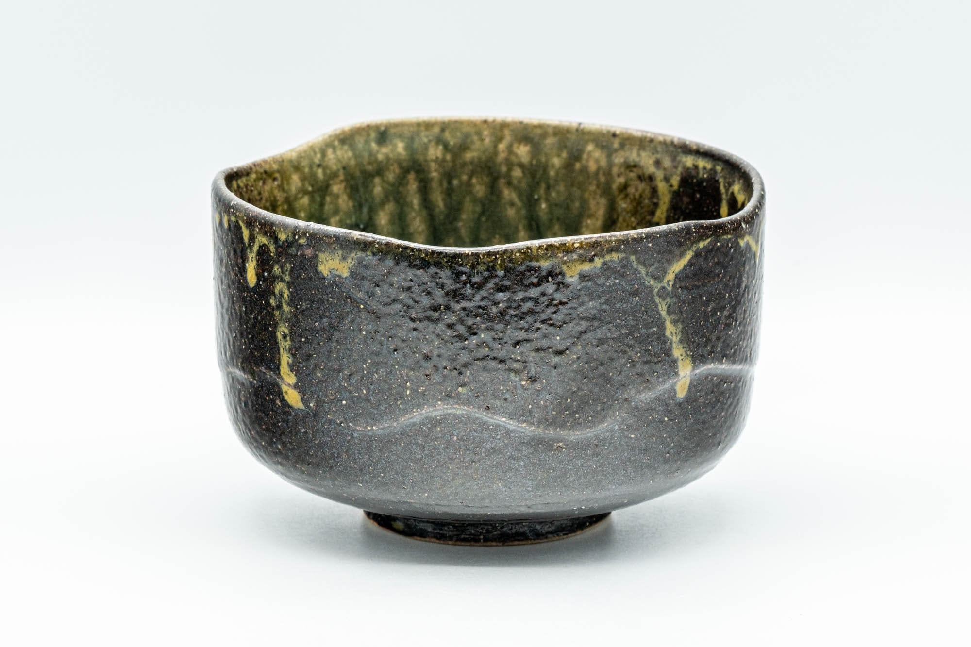 Japanese Matcha Bowl - Green Ash-Glazed Wabi-Sabi Chawan - 350ml
