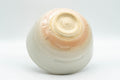 Japanese Matcha Bowl - Spiral Carvings Kyo-yaki Chawan 晴香 - 350ml - underside view showing the foot and peach-toned base