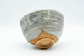 Japanese Matcha Bowl - Grey Swirling Ido-gata Chawan - 350ml - angled side view showing the swirling pattern and foot