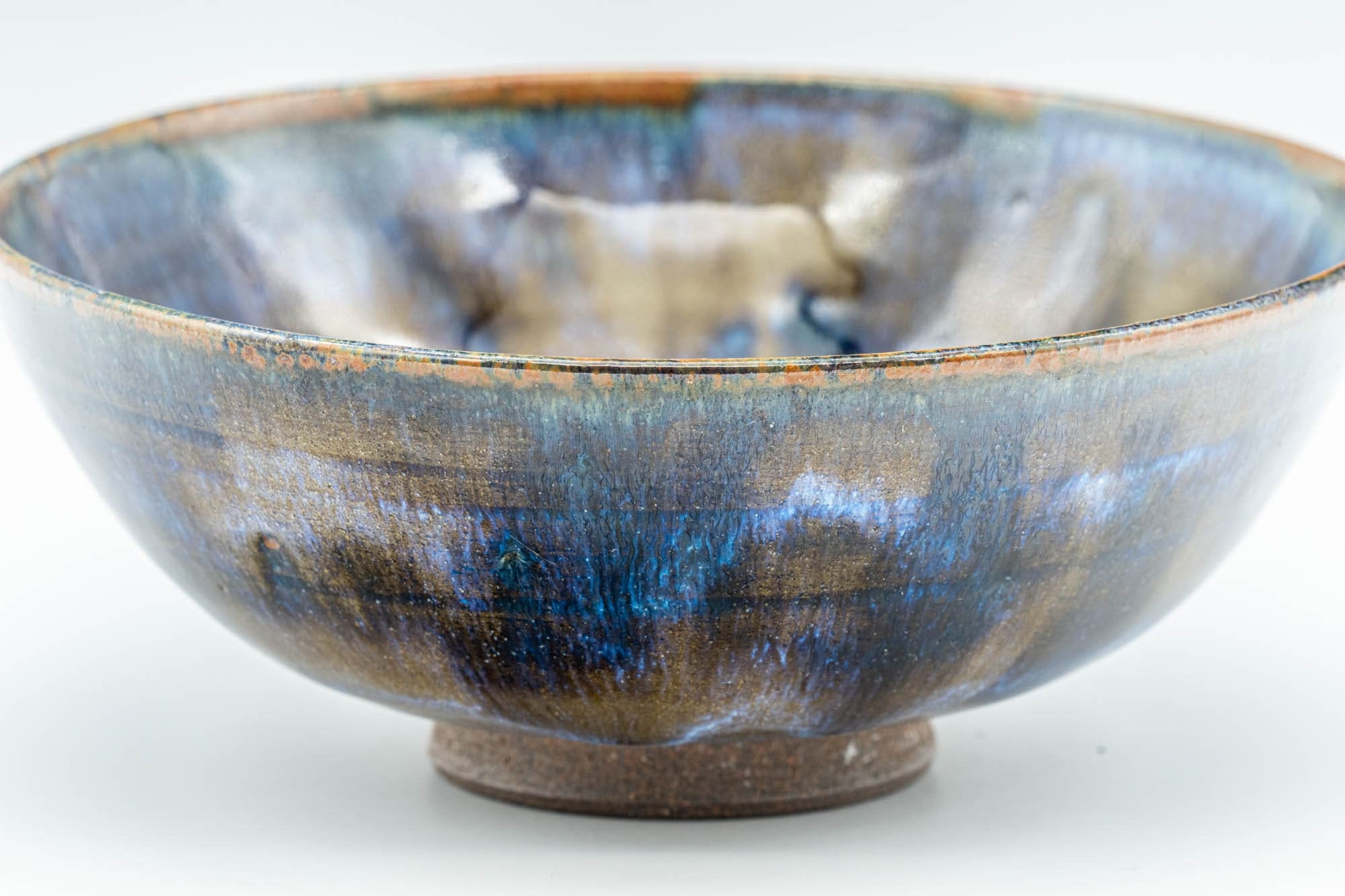 Japanese Matcha Bowl - Blue Drip-Glazed Summer Chawan - 150ml