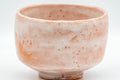 Japanese Matcha Bowl - Pink and White Hantsutsu-gata Chawan - 400ml - three-quarter view of the pink and white glaze