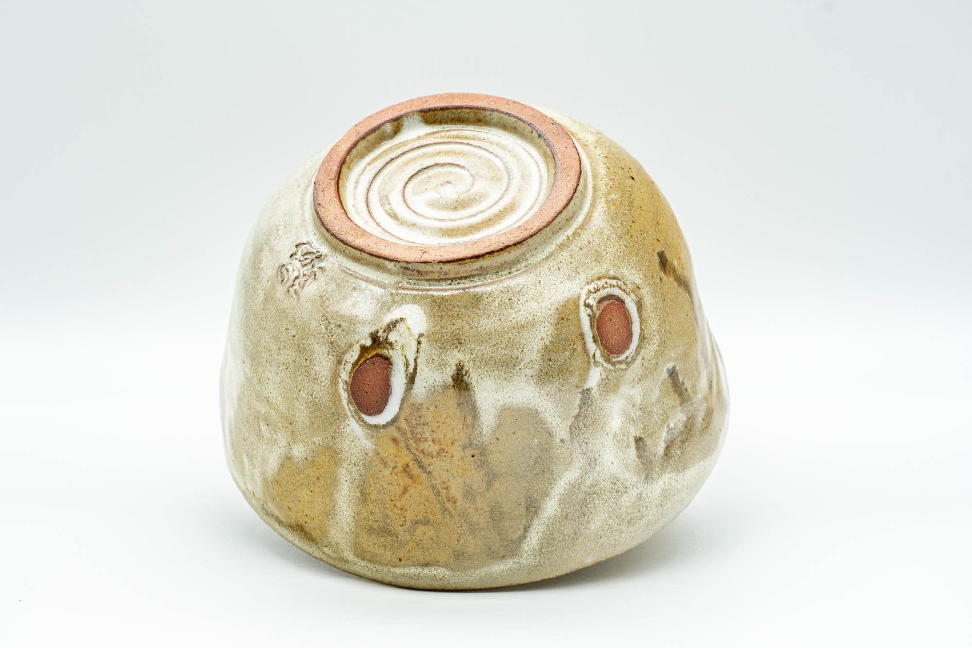 Japanese Matcha Bowl - Milky Drip-Glazed Beige Chawan - 450ml