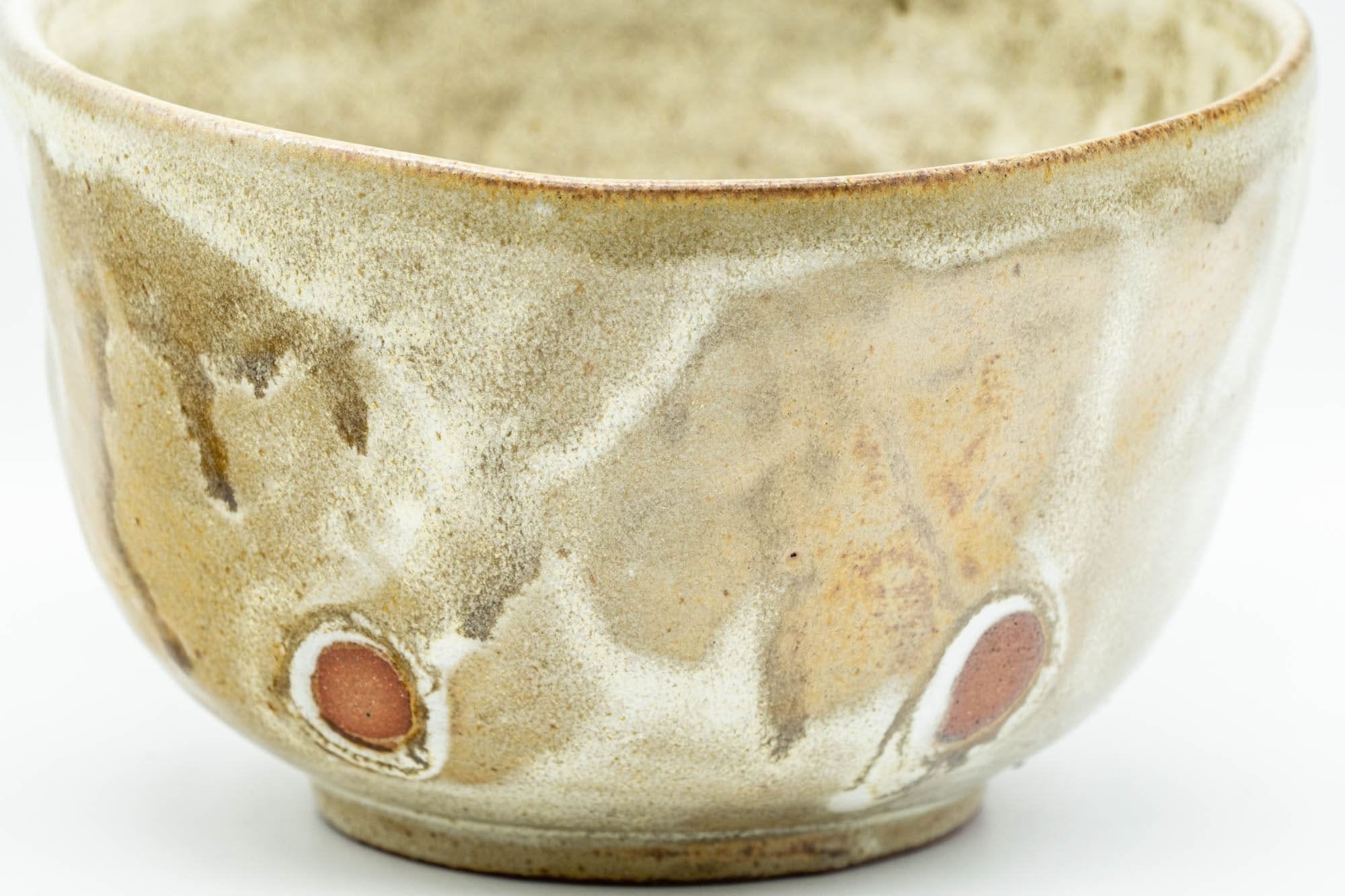 Japanese Matcha Bowl - Milky Drip-Glazed Beige Chawan - 450ml