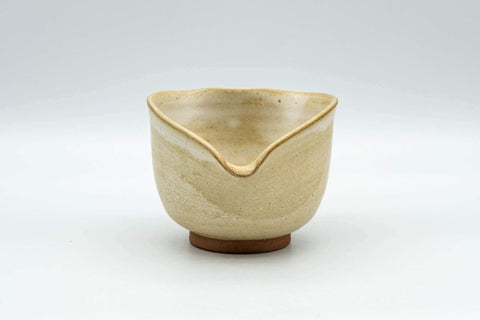 Tezumi — Japanese Katakuchi - Beige White Drip-Glazed Water Cooler - 150ml — front view from another angle