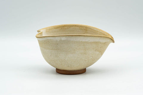 Tezumi — Japanese Katakuchi - Beige White Drip-Glazed Water Cooler - 150ml — top-down view of the interior