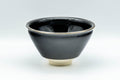 Tezumi — Japanese Matcha Bowl - 万代草山 Mandai Kusayama Black Tenmoku Metal Rim Chawan - 250ml — front view